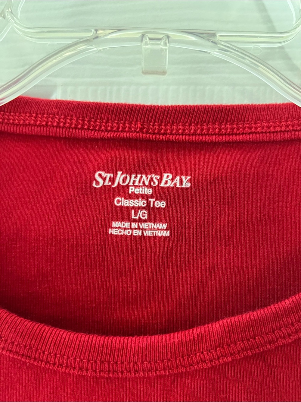 St. Johns Bay Classic Tee Long Sleeve Tee in Deep Red Size Large Petite - Picture 3 of 3